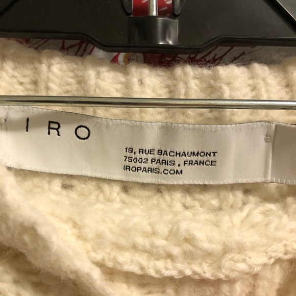 I R O PARIS Winter White Chunky Cable Knit Drop shoulder Sweater XL Wool/Alpaca - Picture 4 of 10